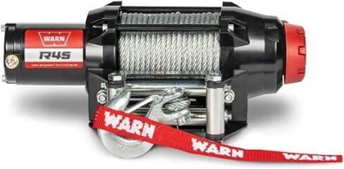 Warn R45 Wire Rope Winch 50’ of 1/4" steel rope, roller fairlead, corded remote, and dash-mounted control switch in Saudi Arabia