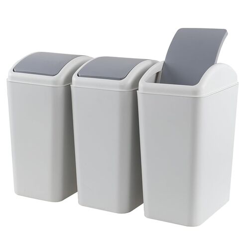 سلة مهملات سعة 4.2 جالون مع غطاء متأرجح، سلة قمامة بلاستيكية رفيعة، أسود، 3 عبوات in Kuwait