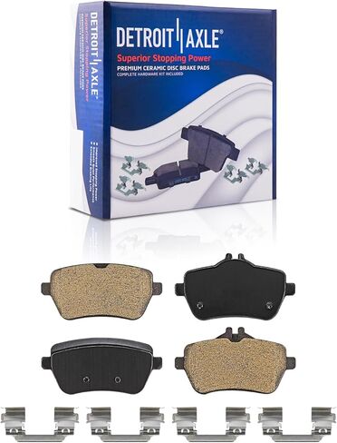 Detroit Axle - Rear Brake Pads for 17-21 GMC Acadia Cadillac XT5, 16-19 Chevrolet Camaro, 18-21 Enclave, Ceramic Brake Pads with Hardware Assembly 2017 2018 2019 2020 2021 Replacement in Kuwait