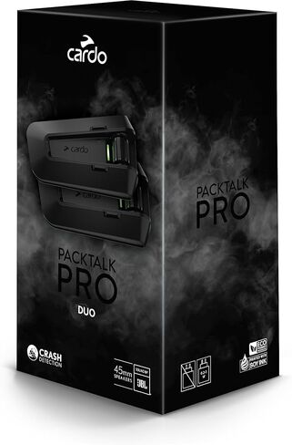 خوذة دراجة نارية CARDO PACKTALK PRO نظام اتصال داخلي، كشف التصادم، تشغيل/إيقاف تلقائي، حامل هوائي، مكبرات صوت 45 مم in Kuwait
