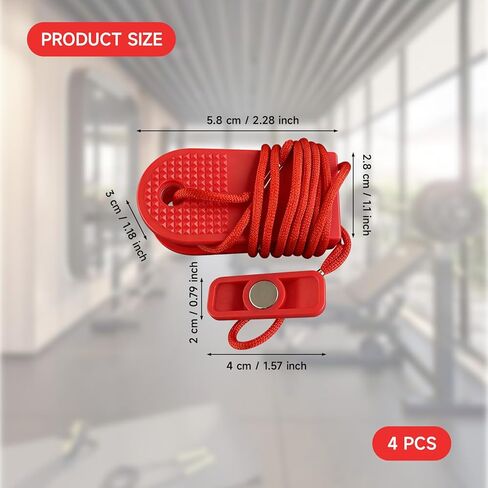4-Pack Red Safety Keys for Home Fitness Equipment,Treadmill Magnet Safety Key, Treadmill Safety Key Replacement, Durable Plastic Construction for Secure Treadmill Operation in Kuwait