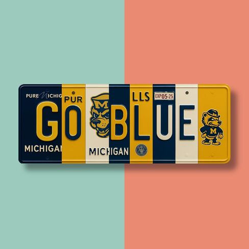 علامة لوحة ترخيص Michigan Go Blue Wolverines - لوحة فنية جدارية معدنية مقاس 16 × 6 بوصة من الألومنيوم - ذرة بحرية - ديكور غرفة النوم في كهف مروحة كبيرة - مقاومة للأشعة فوق البنفسجية جاهزة للتعليق على لافتة حائط الكلية in Saudi Arabia