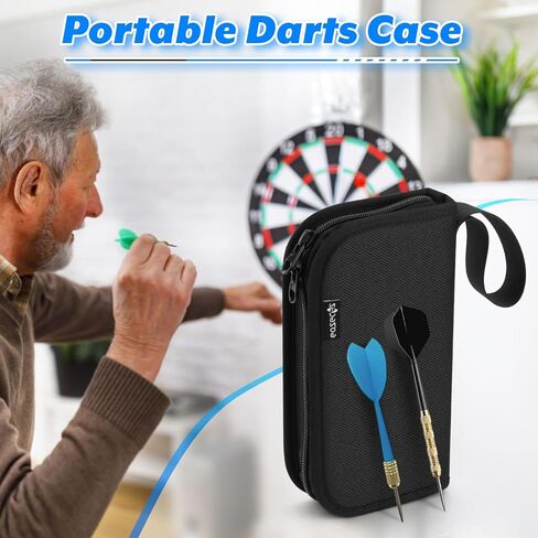 منظم محفظة رمي السهام - حقيبة تخزين مدمجة للسفر وحقيبة حمل للسهام الفولاذية ذات الأطراف الناعمة، تحمل 3 سهام مجمعة، طرف، عمود، طيران وإكسسوارات، مناسبة للاعبي بطولات الألعاب in Kuwait