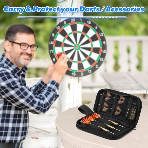 منظم محفظة رمي السهام - حقيبة تخزين مدمجة للسفر وحقيبة حمل للسهام الفولاذية ذات الأطراف الناعمة، تحمل 3 سهام مجمعة، طرف، عمود، طيران وإكسسوارات، مناسبة للاعبي بطولات الألعاب in Kuwait