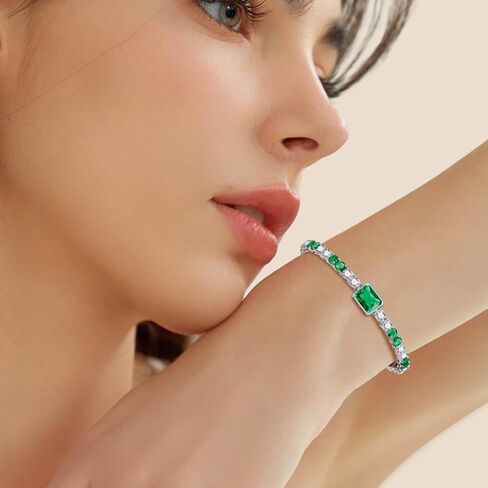 أساور جوهرة الميلاد للنساء هدايا عيد الميلاد 4 قيراط قطع مشع جوهرة 4 مم من الفضة الاسترليني الذهب الأبيض أساور تنس للنساء قطع مستديرة 5A إعداد إطار زركونيا مكعب 7 بوصة in Kuwait