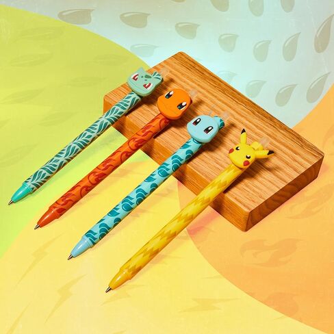 Pokemon Erasable Pens Set with 0.6mm Tip for Kids, Retractable Ballpoint Pens with 3D Toppers for School Drawing Writing Pikachu Anime Gifts for Kids (Multi Pikachu & Eevee) in Saudi Arabia