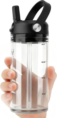 12oz Kids Water Bottle, BPA Free Thick Tritan Plastic Reusable, Clear Water Bottle with Straw, Leakproof Lid, Dishwasher Safe, Boy girl for School,Travel Pink in Saudi Arabia
