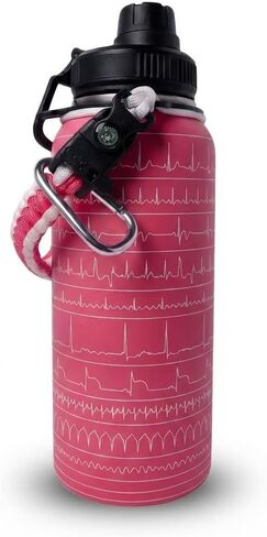 Paramedic Flash EKG Insulated Water Bottle - Durable Stainless Steel Bottle With 11 Cardiac Rhythm Engraved | Emt & Paramedic Gift For Medical Professionals | 32 Oz, Blue in Saudi Arabia