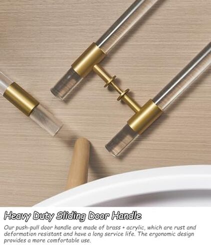 Sliding Door Clear Handles with Brass Base Commercial Double Sided Bar Handle for Single Entry Door in Saudi Arabia