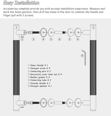 Sliding Door Clear Handles with Brass Base Commercial Double Sided Bar Handle for Single Entry Door in Saudi Arabia