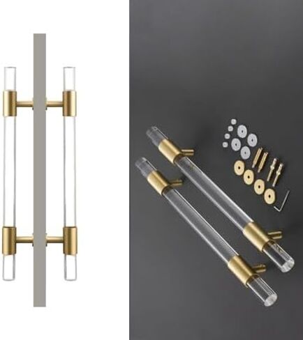 Sliding Door Clear Handles with Brass Base Commercial Double Sided Bar Handle for Single Entry Door in Saudi Arabia