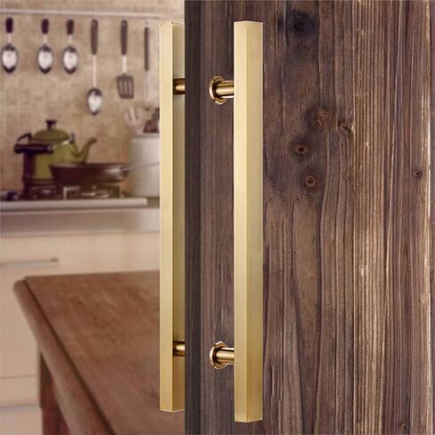 Modern Stainless Steel Entry Door Handle Bar for Wood Glass Door Double Sided Interior and Exterior Handles Rectangular Design for Entrance Gate (Black 80cm/31.5in 60cm) in Saudi Arabia