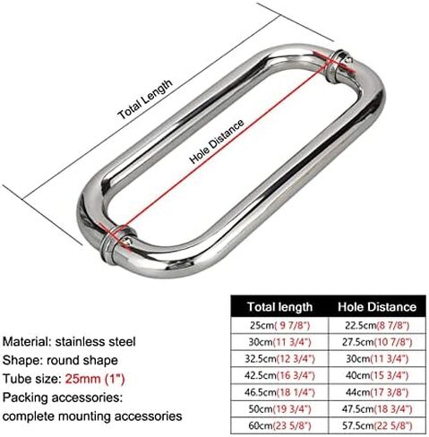 Stainless Steel Round Shape Commercial Door Handles for Interior Exterior Glass Door Modern Sliding Shower Door Knob Push Pull Design (Size: 25cm*22.5cm) in Saudi Arabia