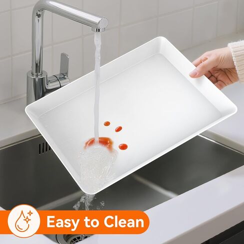 6-Pack Serving Tray for Parties, Serving Platter in 3 Sizes for Entertaining, Food Display, Plastic Trays for Cookies, Stackable Rectangular Platters for Family(White) in Saudi Arabia
