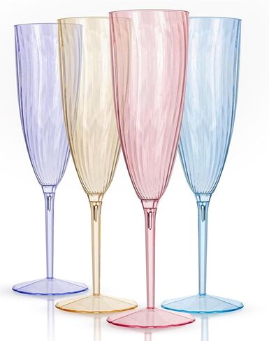 WDF 36PCS Clear Champagne Flutes Plastic - 6 OZ Clear Disposable Champagne Flutes Party Supplies for Wedding/Birthday/Parties/Graduation in Kuwait