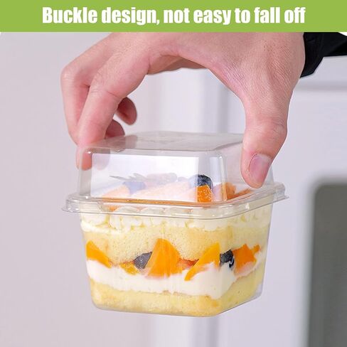 25 قطعة من أكواب الحلوى الشفافة المربعة الصغيرة من YOIYINI مع أغطية وملاعق، وحاويات آيس كريم بلاستيكية، وأكواب فاكهة مع غطاء للحفلات، وأكواب حلوى للاستعمال مرة واحدة للفواكه والسلطات والكب كيك والبارفيه والبودينج in Kuwait