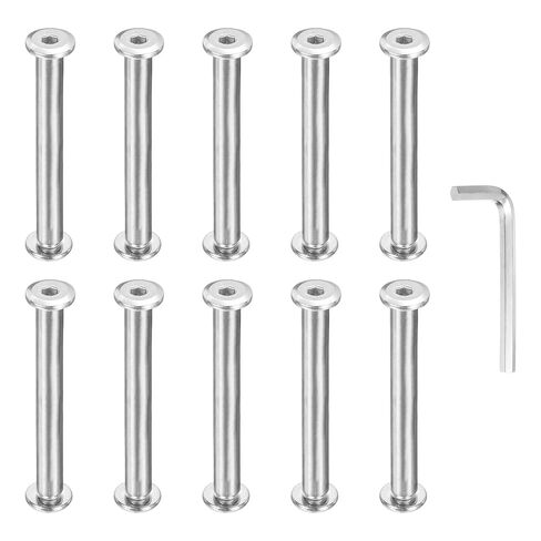 PATIKIL M5x5mm Hex Chicago Screws 6x50mm, 10Pcs 304 Stainless Steel Metric Hex Drive Socket Cap Binding Post Screw Posts for Scrapbook Leather Belt Album Furniture Repair, Silver in Saudi Arabia