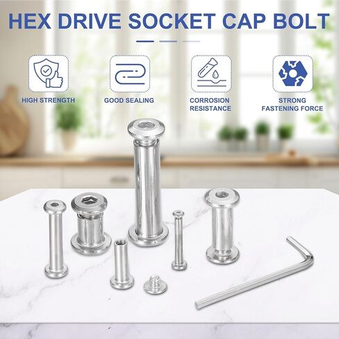PATIKIL M5x5mm Hex Chicago Screws 6x50mm, 10Pcs 304 Stainless Steel Metric Hex Drive Socket Cap Binding Post Screw Posts for Scrapbook Leather Belt Album Furniture Repair, Silver in Saudi Arabia