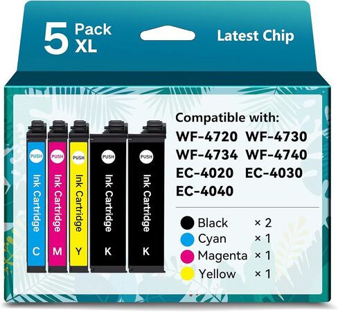 خراطيش الحبر المعاد تصنيعها لحزمة خراطيش الحبر Epson 802XL كومبو لطابعة T802 T802XL لطابعة Epson Workforce Pro WF-4740 WF-4720 WF-4734 WF-4730 EC-4020 EC-4030 EC-4040 (5 عبوات) in Kuwait