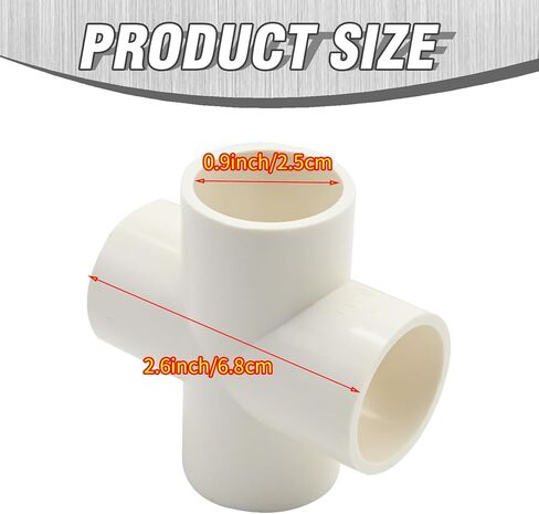 EATAKWARD 8 قطع تركيبات PVC متقاطعة 3/4 بوصة، موصل أنبوب الكوع المتقاطع بأربعة اتجاهات لبناء الأثاث الثقيل، رفوف تخزين رفوف الدفيئات الزراعية، تطبيقات حمامات السباحة الخارجية in Saudi Arabia