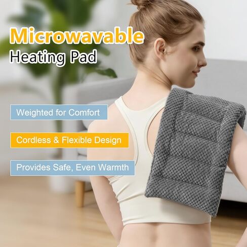 Microwave Heating Pad 16x7in Microwavable Heat Pack for Muscle Pain Relief Moist Rice Clay Bean Bag Pack Heat Therapy for Shoulders, Lower Back, Abdomen Cramps Hot Cold Compress Reusable 1.8 lbs in Kuwait