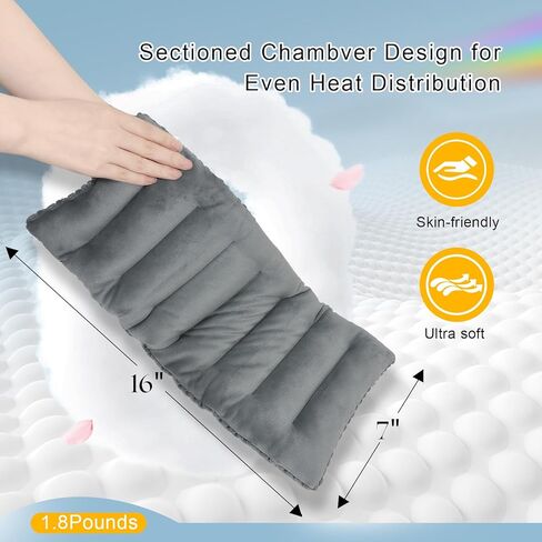 Microwave Heating Pad 16x7in Microwavable Heat Pack for Muscle Pain Relief Moist Rice Clay Bean Bag Pack Heat Therapy for Shoulders, Lower Back, Abdomen Cramps Hot Cold Compress Reusable 1.8 lbs in Kuwait