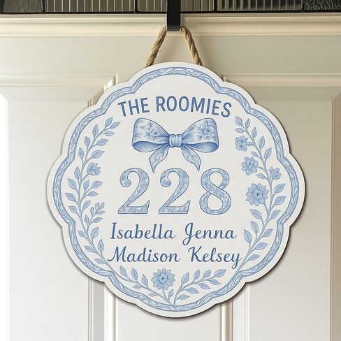 Custom Coquette Bow Chinoiserie Dorm Room Sign, Personalized Groovy College Door Decor, Vintage Floral Roomie Gift, Welcome to Our Dorm Wooden Plaque (D133) in Saudi Arabia