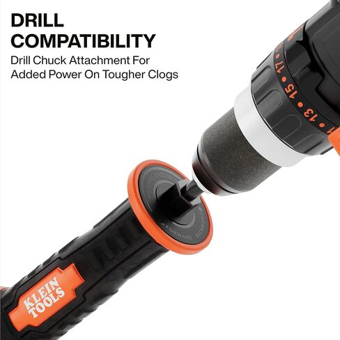 كلاين تولز 53018 مثقاب مرحاض فولاذي بطول 6 أقدام، مزيل سدادة تصريف المرحاض القابل للتمدد، عملية حفر يدوية هجينة، ثعبان سباكة للمصارف in Kuwait