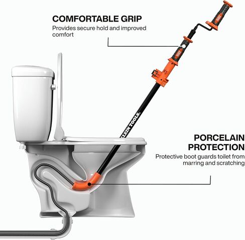 كلاين تولز 53018 مثقاب مرحاض فولاذي بطول 6 أقدام، مزيل سدادة تصريف المرحاض القابل للتمدد، عملية حفر يدوية هجينة، ثعبان سباكة للمصارف in Kuwait