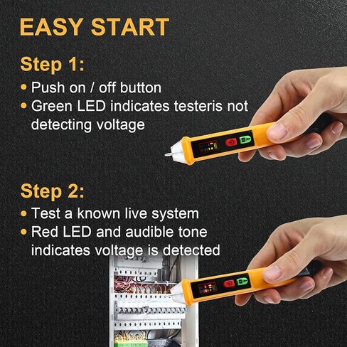 جهاز اختبار الجهد الكهربي غير التلامسي ثنائي النطاق قلم اختبار الجهد الكهربي تيار متردد 12 فولت/48 فولت-1000 فولت، جهاز اختبار الأسلاك الحية/الفارغة، جهاز اختبار كهربائي مع شاشة LCD، منبه صفارة، مصباح يدوي، أدوات البحث عن نقاط انقطاع الأسلاك in Kuwait
