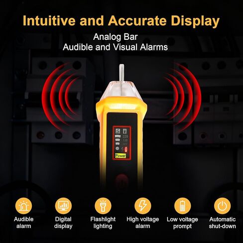 جهاز اختبار الجهد الكهربي غير التلامسي ثنائي النطاق قلم اختبار الجهد الكهربي تيار متردد 12 فولت/48 فولت-1000 فولت، جهاز اختبار الأسلاك الحية/الفارغة، جهاز اختبار كهربائي مع شاشة LCD، منبه صفارة، مصباح يدوي، أدوات البحث عن نقاط انقطاع الأسلاك in Kuwait
