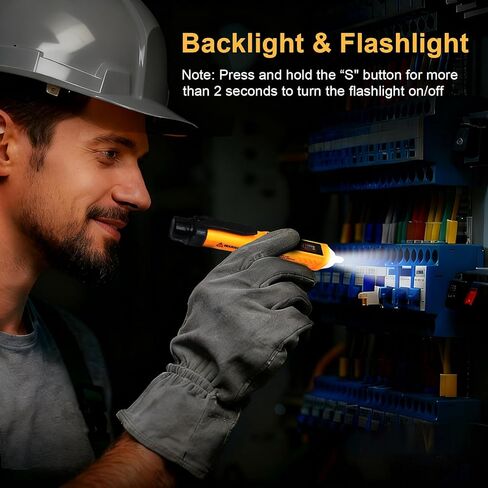 جهاز اختبار الجهد الكهربي غير التلامسي ثنائي النطاق قلم اختبار الجهد الكهربي تيار متردد 12 فولت/48 فولت-1000 فولت، جهاز اختبار الأسلاك الحية/الفارغة، جهاز اختبار كهربائي مع شاشة LCD، منبه صفارة، مصباح يدوي، أدوات البحث عن نقاط انقطاع الأسلاك in Kuwait