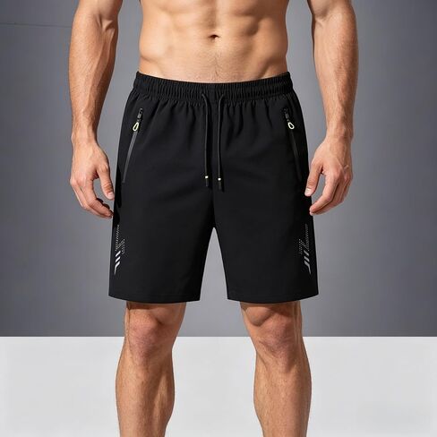 Unisex Athletic Shorts Ice Silk Quick Drying Stretch Shorts for Women Men Summer Workout Gym with Zipper Pockets in Saudi Arabia
