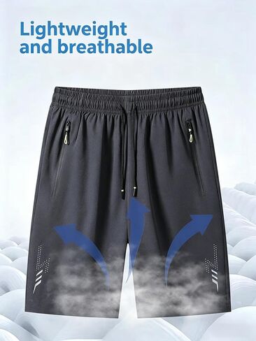 Unisex Athletic Shorts Ice Silk Quick Drying Stretch Shorts for Women Men Summer Workout Gym with Zipper Pockets in Saudi Arabia