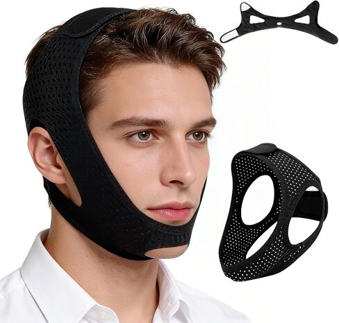 2PCS CPAP Chin Strap for Sleeping - Anti Snore Device to Stop Snoring, Adjustable Jaw Support for Mouth Breathing & Sleep Apnea, Breathable Mouth Tape Alternative for Men & Women (Black) in Saudi Arabia