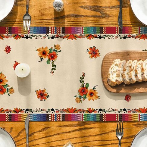 Artoid Mode Cactus Sombrero Hats Flowers Mexican Cinco De Mayo Table Runner, Seasonal Holiday Kitchen Dining for Home Party Decor 13x72 Inch in Saudi Arabia