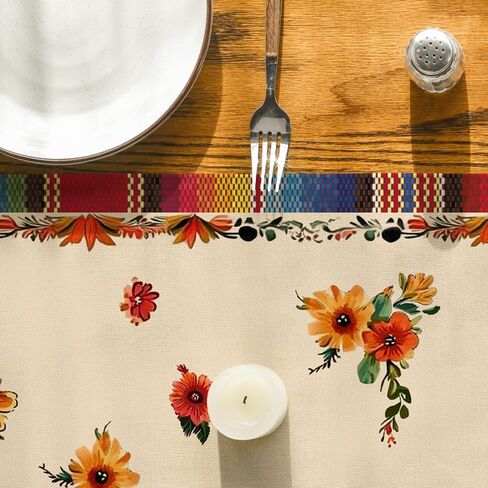 Artoid Mode Cactus Sombrero Hats Flowers Mexican Cinco De Mayo Table Runner, Seasonal Holiday Kitchen Dining for Home Party Decor 13x72 Inch in Saudi Arabia