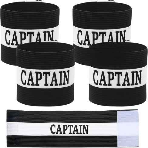 4PCS Black Captain Arm Bands for Soccer, Soccer Captain Armband, Adjustable Leader Armband Team Sport Arm Band Football Rugby Basketball Player Band for Adult Youth Volleyball Team in Saudi Arabia