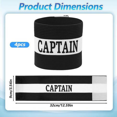 4PCS Black Captain Arm Bands for Soccer, Soccer Captain Armband, Adjustable Leader Armband Team Sport Arm Band Football Rugby Basketball Player Band for Adult Youth Volleyball Team in Saudi Arabia