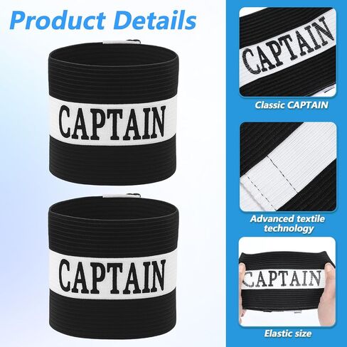 4PCS Black Captain Arm Bands for Soccer, Soccer Captain Armband, Adjustable Leader Armband Team Sport Arm Band Football Rugby Basketball Player Band for Adult Youth Volleyball Team in Saudi Arabia