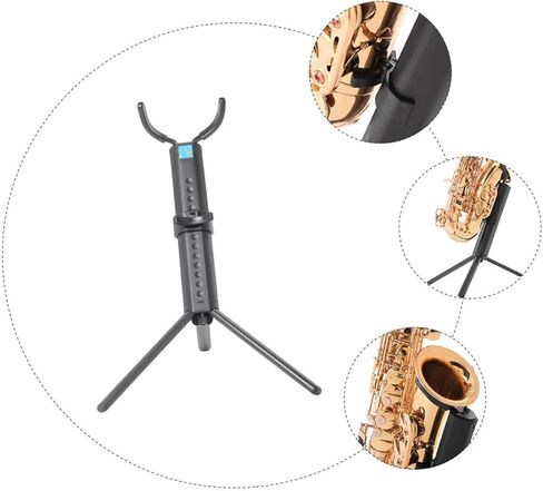INOOMP Portable Tenor Saxophone Stand Folding Sax Display Rack Non-skid Black Saxophone Accessory with Blue Case for Desktop Instrument Storage in Saudi Arabia