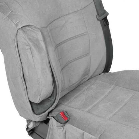 BDK Velour Fabric 2-Pack Front Seat Covers for Pick-Up Trucks, Trucks, Vans with Integrated Seat Belt, Integrated Arm Rest, Detachable Headrest - Black in Saudi Arabia