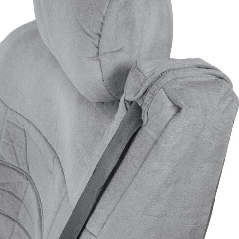 BDK Velour Fabric 2-Pack Front Seat Covers for Pick-Up Trucks, Trucks, Vans with Integrated Seat Belt, Integrated Arm Rest, Detachable Headrest - Black in Saudi Arabia