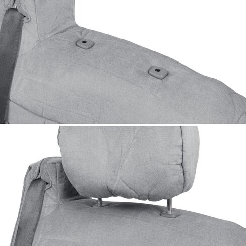 BDK Velour Fabric 2-Pack Front Seat Covers for Pick-Up Trucks, Trucks, Vans with Integrated Seat Belt, Integrated Arm Rest, Detachable Headrest - Black in Saudi Arabia