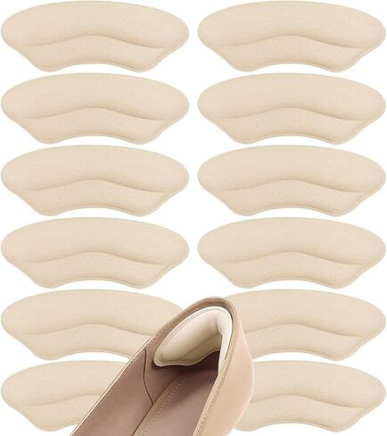 6 Pairs Heel Pads for Shoes, Memory Foam Heel Cushions to Prevent Blisters & Stop Slipping, Anti-Slip Heel Grips for High Heels & Dress Shoes, Black and Beige in Kuwait