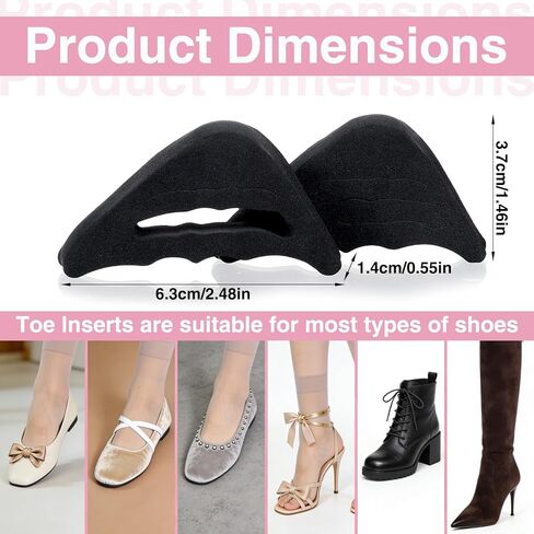 Nogeqi 4 Pairs Adjustable Toe Inserts for Shoes Too Big, Shoe Inserts for Women Too Big Half-Size for Women and Men Casual Sports High Heels Sneakers (Black) in Saudi Arabia