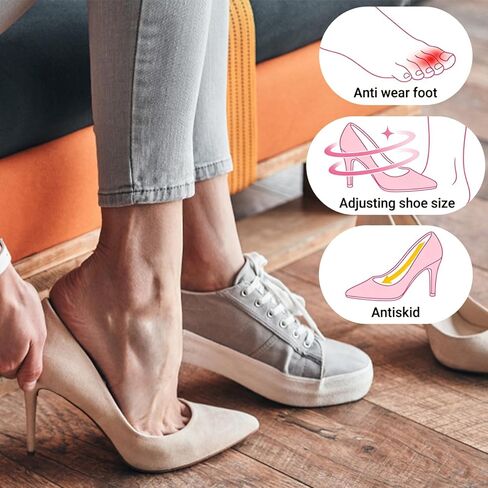 Nogeqi 4 Pairs Adjustable Toe Inserts for Shoes Too Big, Shoe Inserts for Women Too Big Half-Size for Women and Men Casual Sports High Heels Sneakers (Black) in Saudi Arabia