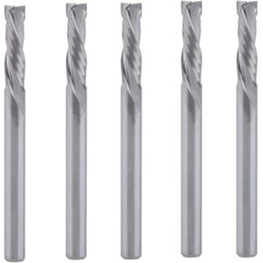 5 قطعة لقم التوجيه الحلزوني 3.175 مللي متر × 12 مللي متر × 38 مللي متر صعودا وهبوطا قطع اثنين من المزامير كربيد نهاية مطحنة لضغط قاطع خشب in Kuwait