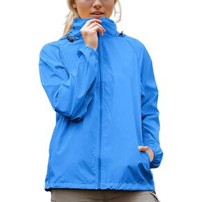 Packable Rain Jacket Women Waterproof Lightweight Windbreaker Jackets Plus Size Hooded Rain Coats for Outdoor Hiking in Saudi Arabia