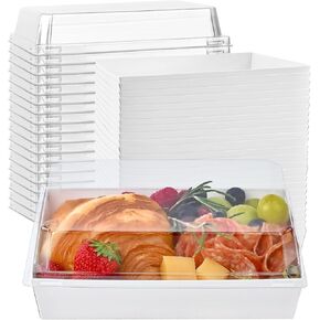 صناديق الفحم من Ocmoiy مقاس 7 × 5 بوصة مع أغطية شفافة، 50 علبة من صناديق الخبز الورقية مع نافذة، حاويات طعام للاستعمال مرة واحدة للسندويشات والفراولة والبسكويت والكب كيك (أبيض) in Kuwait